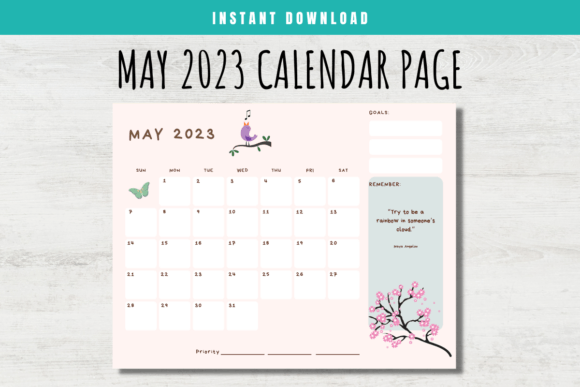 Download May 2023 Calendar Page for Kids - Premium Bundle