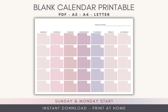 Download Mauve Blank Calendar Printable - Calendar Collection