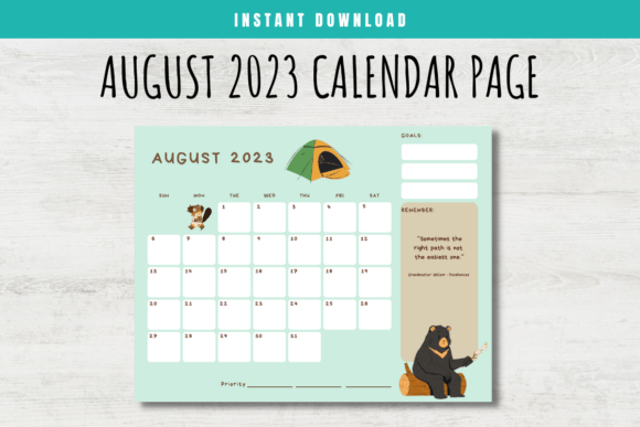 Download August 2023 Calendar Page for Kids - Premium Resources