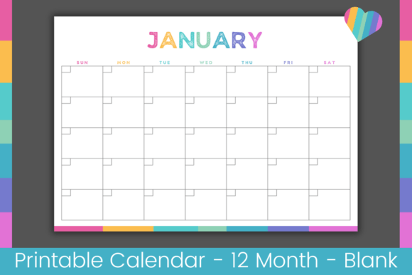 Download Colorful Blank Calendar Printable - Calendar Collection